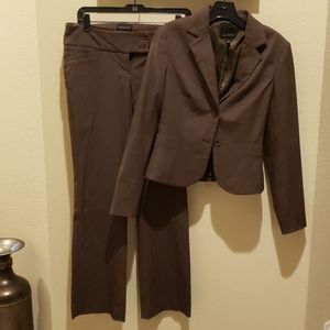 The Limited Brown White Pinstripe suit